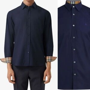 ♦️Burberry Dark Navy Stretch Cotton Shirt || Brand New || Size M || Authentic ✅